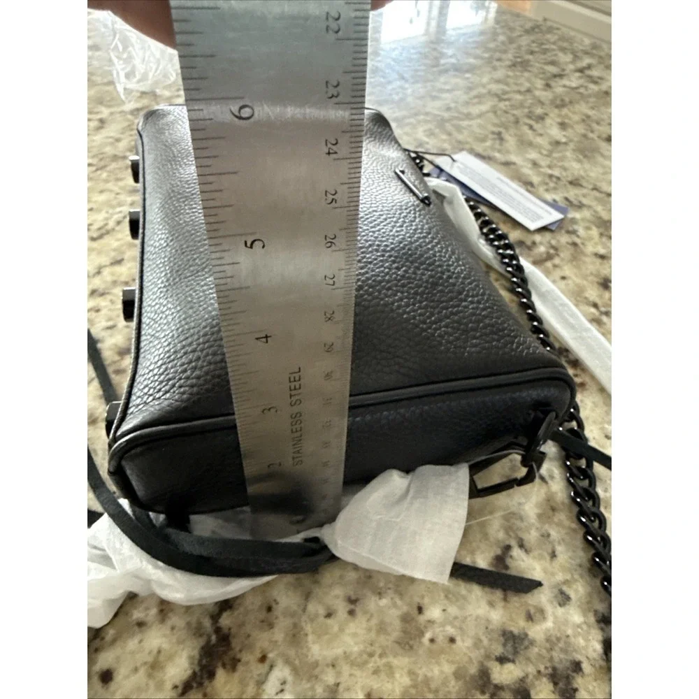 REBECCA MINKOFF Zip Mini Leather Black Crossbody Bag‎ Purse 195msrp NWT  4109